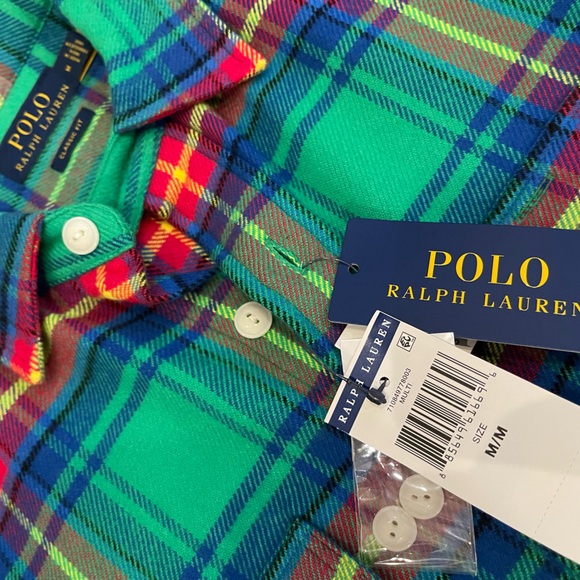Polo Ralph Lauren- Plaid Button Front Flannel Men’s Long Sleeve Shirt- Sz M NWT - Picture 3 of 4